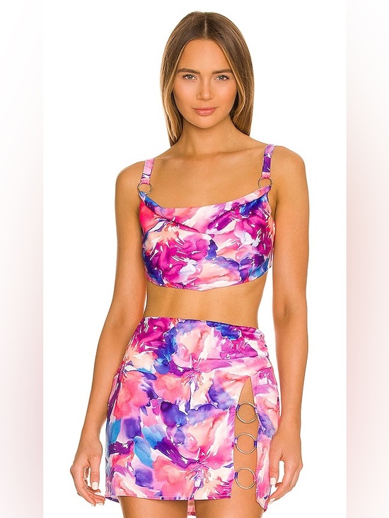 For Love And Lemons Dresses & Skirts - For Love & Lemons Pink and Purple Watercolor Floral  mini skirt set